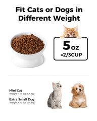 LoeJan bol chat incline 5oz blanc, améliore posture et vomissements potentiels