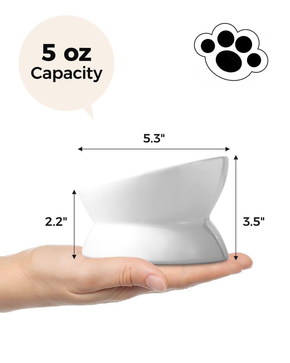 LoeJan bol chat surélevé centre, 5oz blanc