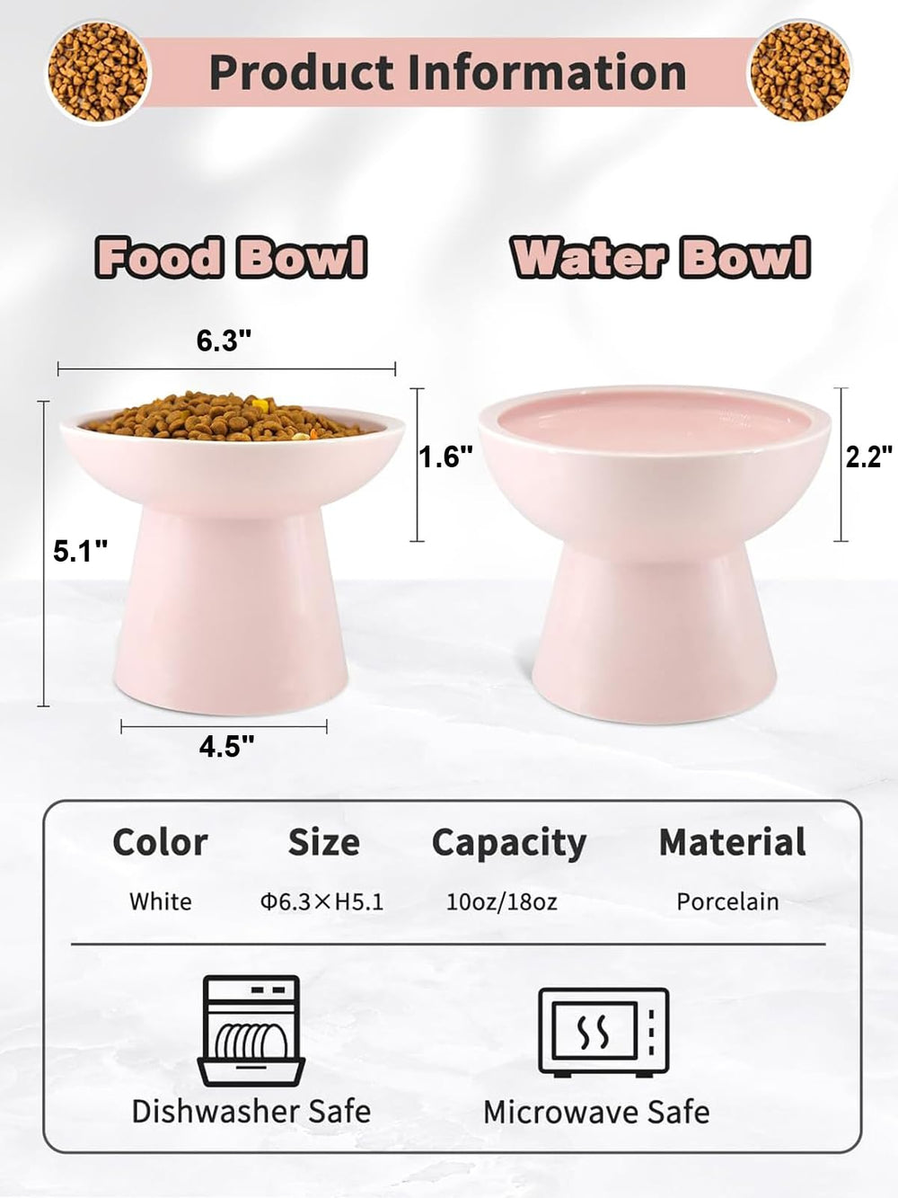 LoeJan bol eau chat eleve rose – grande capacite pour eviter les eclaboussures.