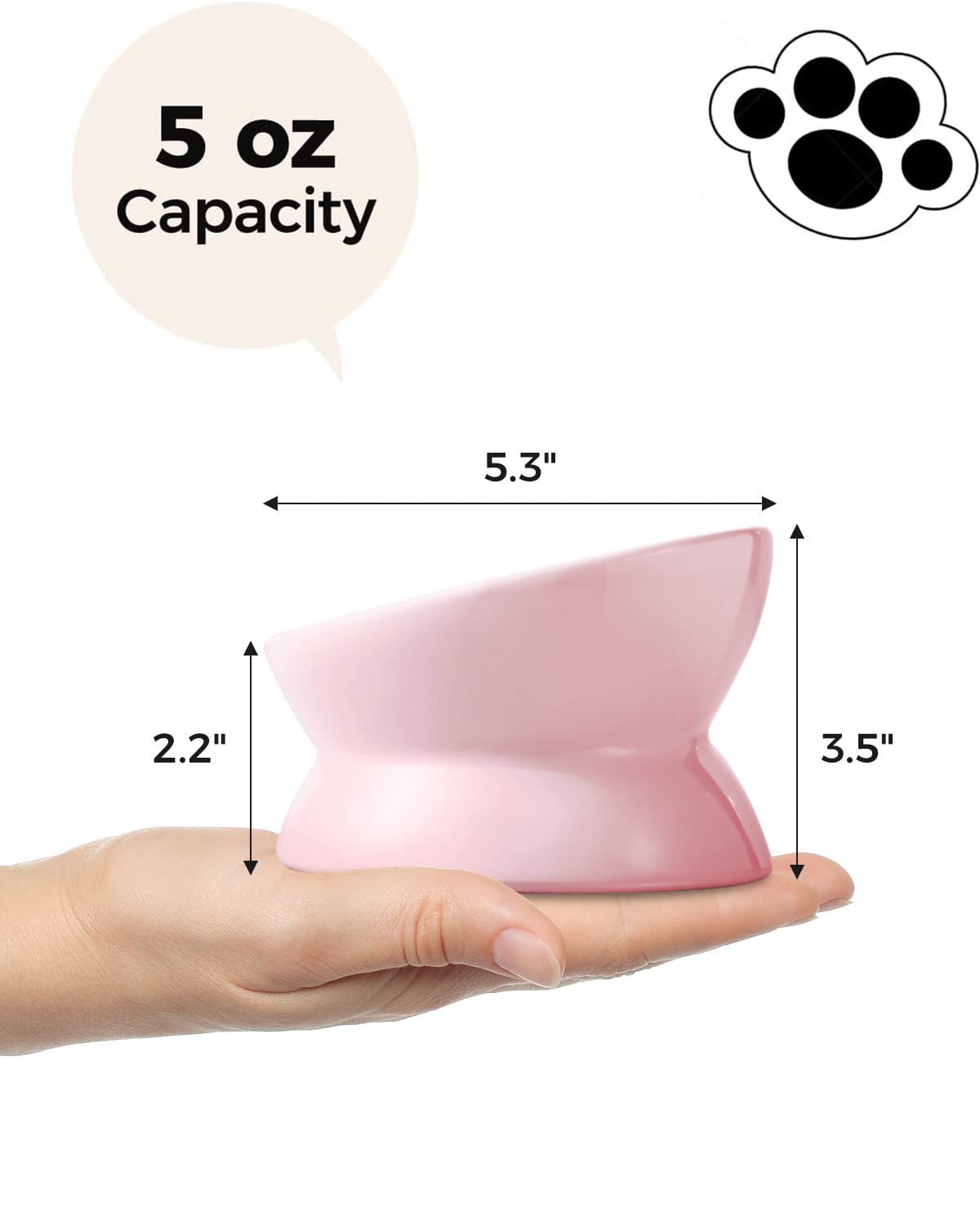 LoeJan design inclinée rose, bol qui maintient l’alimentation au centre.
