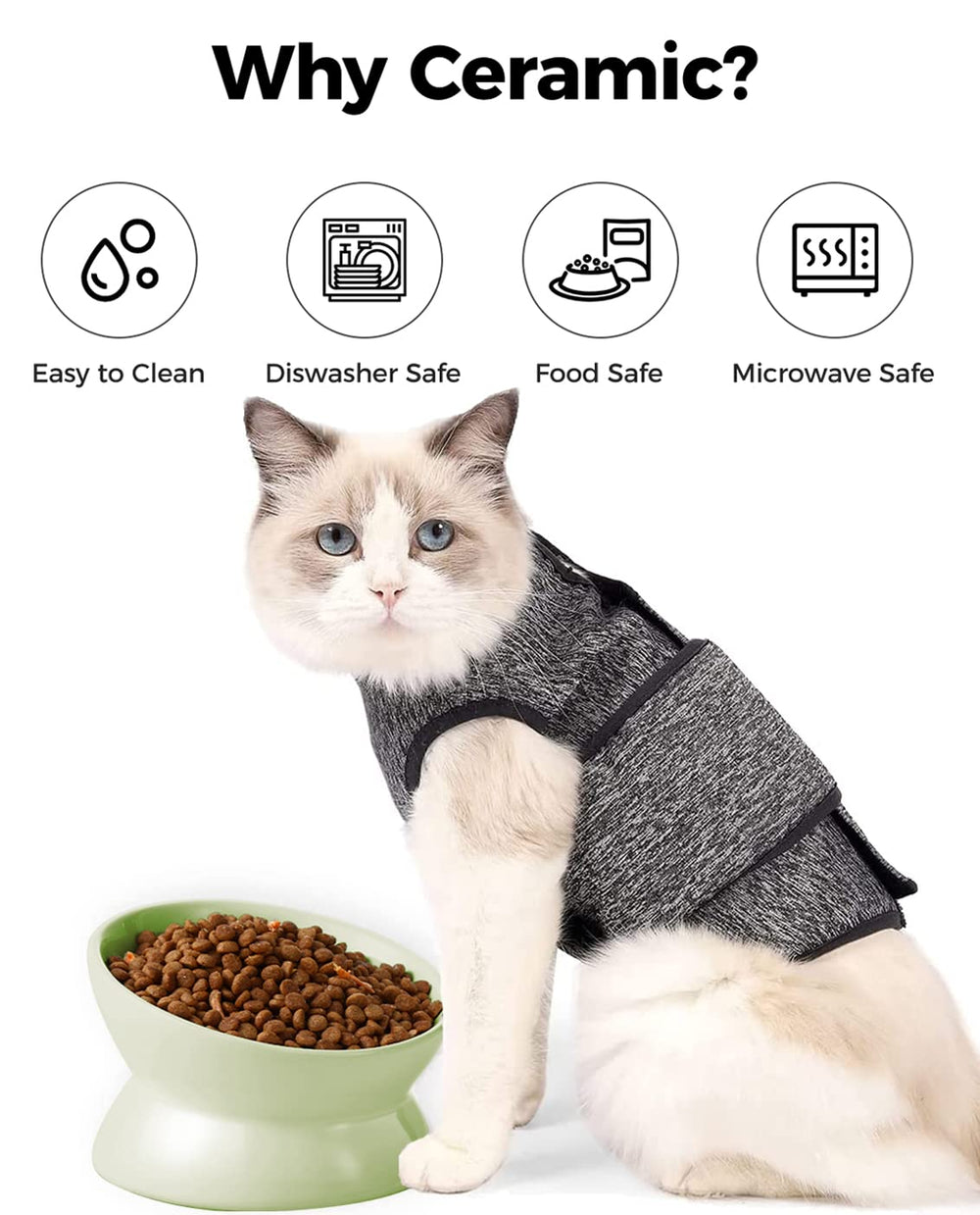 LoeJan ensemble chat élevée tiltée en céramique, facile à nettoyer et durable.