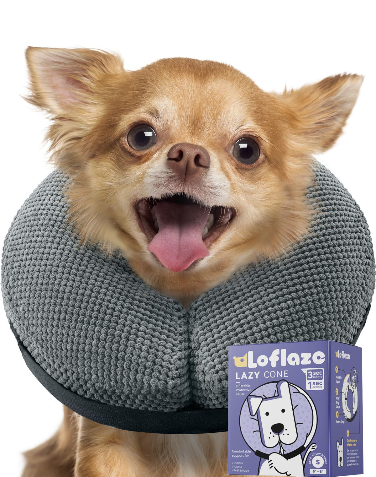 Loflaze collier-donut gonflable pour chien, confort et mouvement après chirurgie