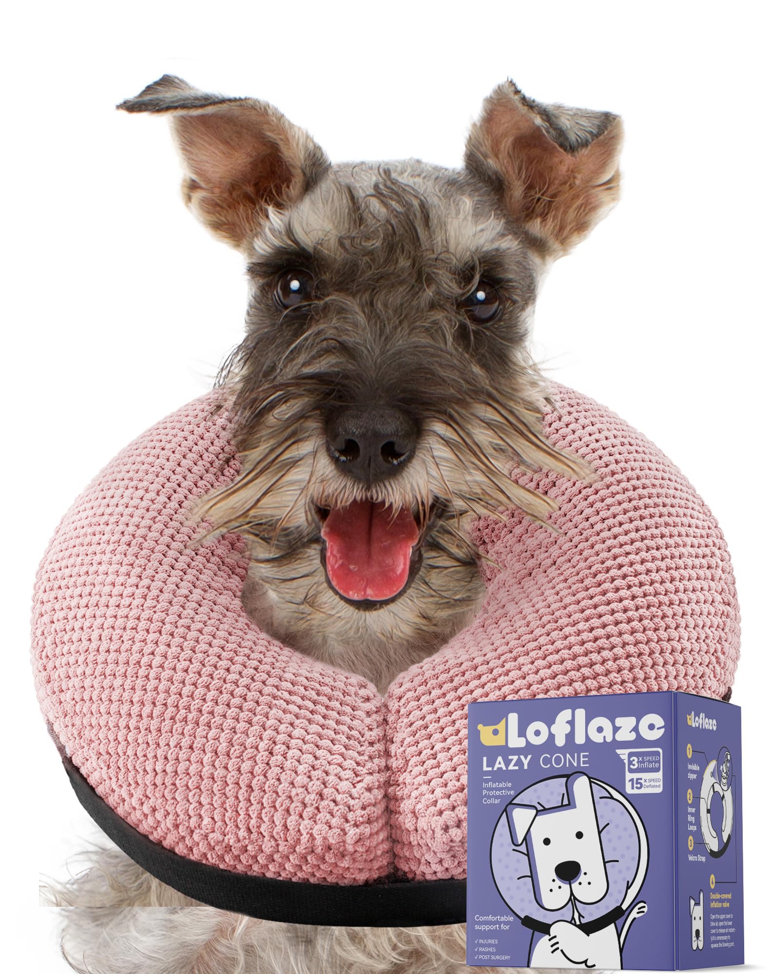 Collier donut gonflable Loflaze pour chien grand, soutien sûr en récupération.