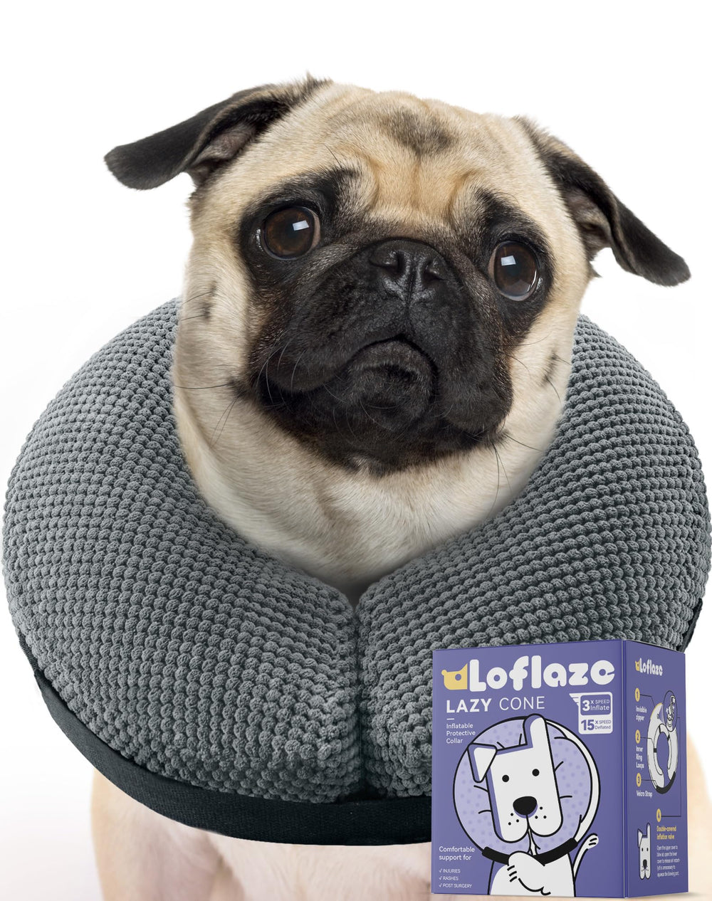 Loflaze collier donut inflatable face chien : liberté de vision et mouvement pendant la récupération