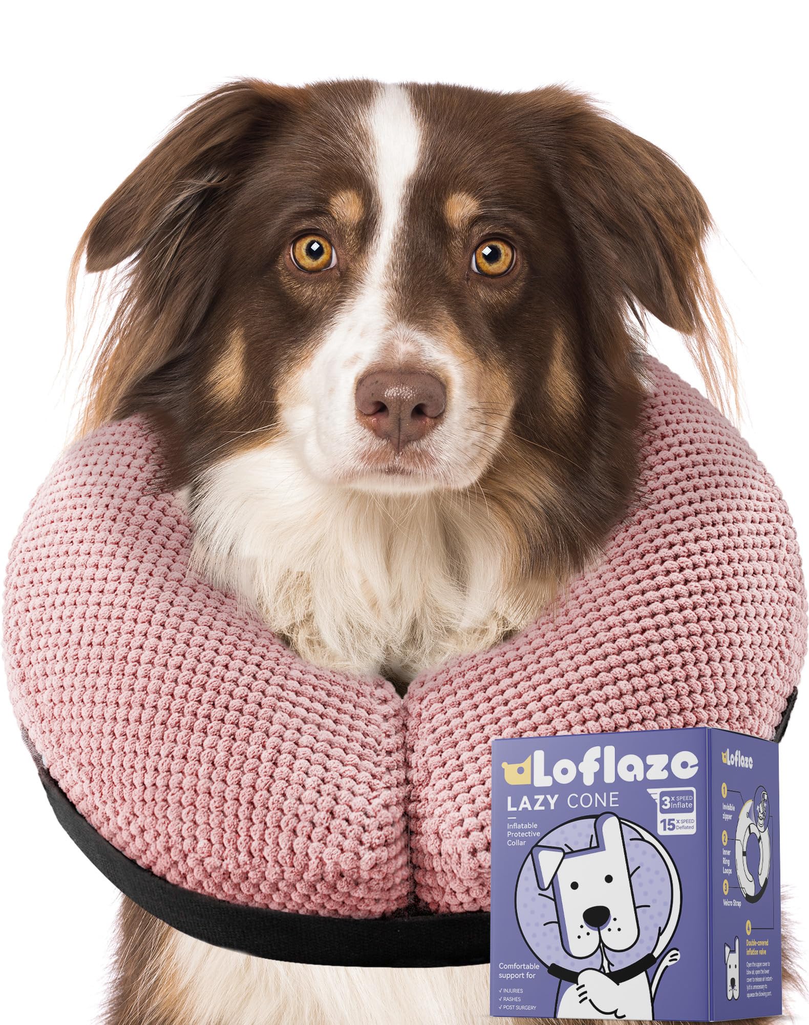 Loflaze collier gonflable donut pour chien, liberté de mouvement et confort.