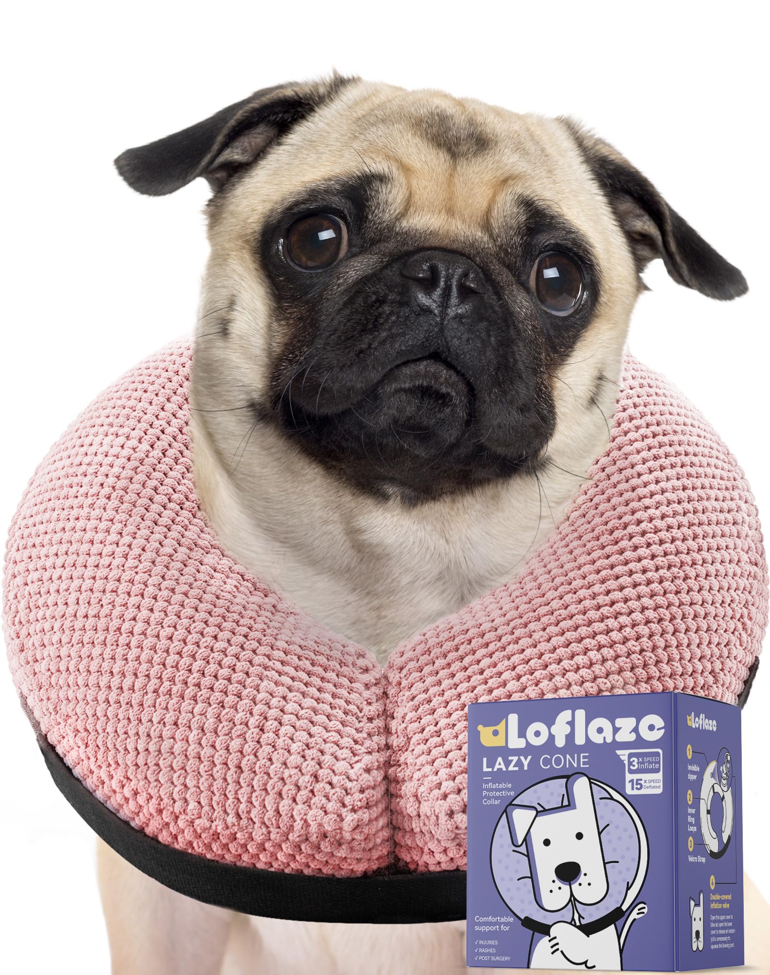 Loflaze collier gonflable doux pour chien, confort et liberté de mouvement.