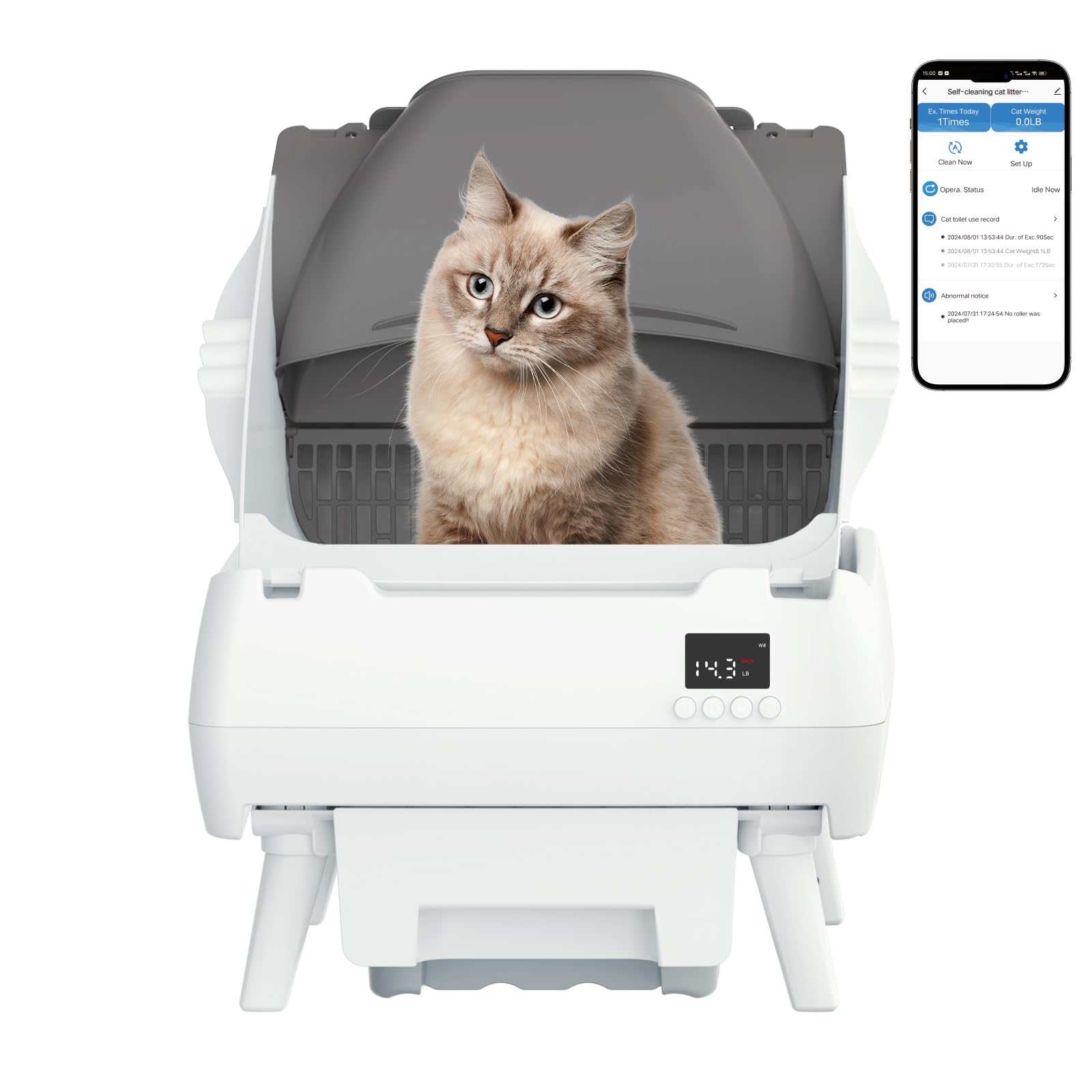 Lohhuby litière auto-nettoyante avec contrôle via app, pratique et rapide.