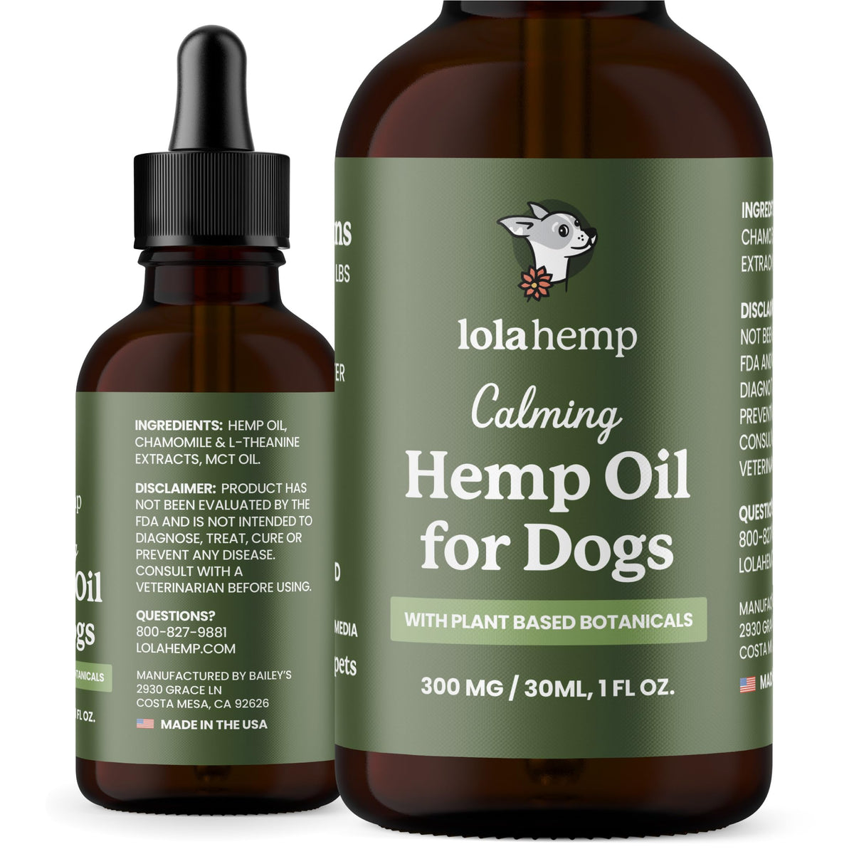 Lolahemp huile-relaxation pour chien, gouttes faciles à utiliser