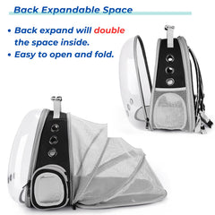 Extension généreuse du sac Lollimeow offrant plus d’espace pour votre compagnon