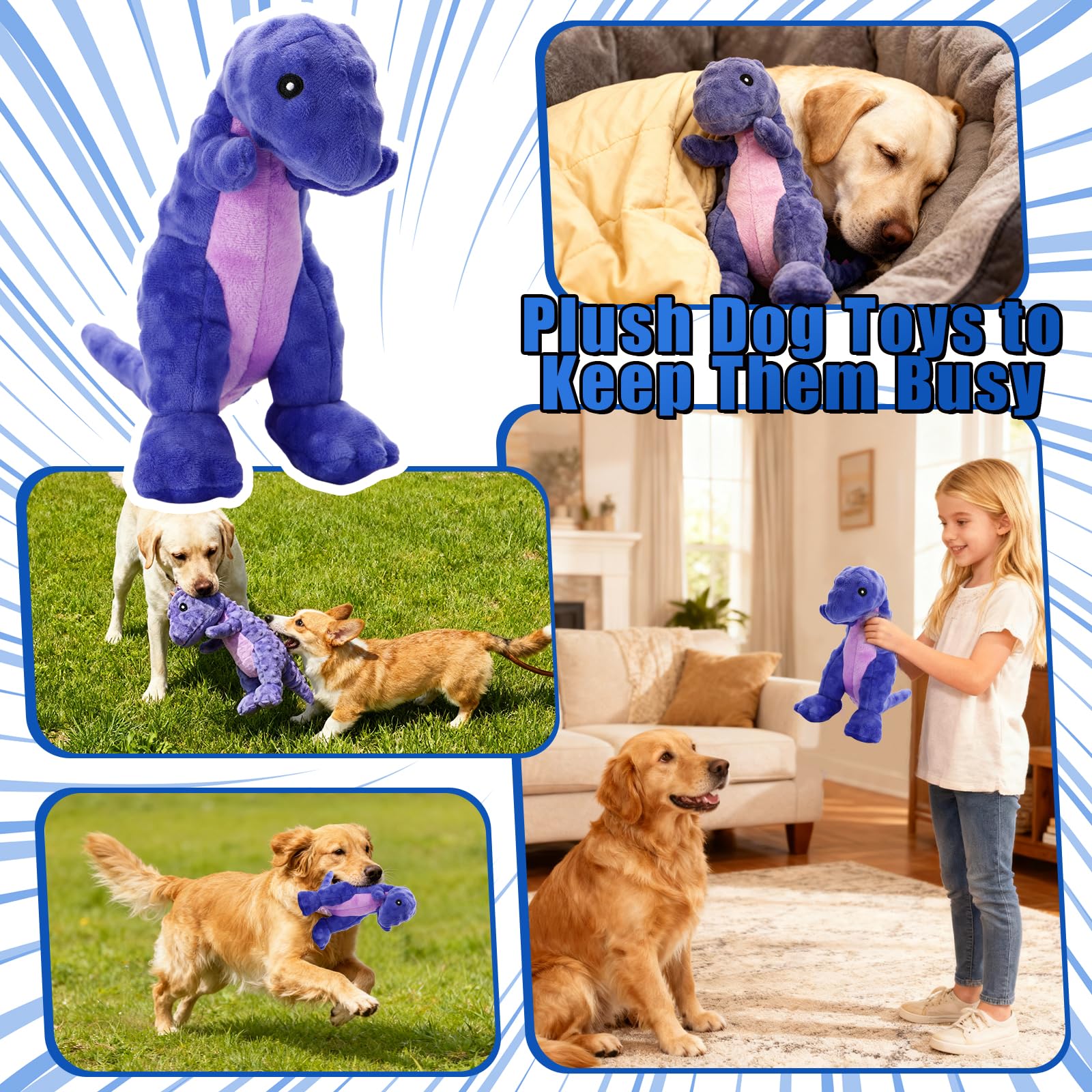Jouet Loncoldy dinosaure peluche durable, résiste aux mâchoires actives et encourage le jeu