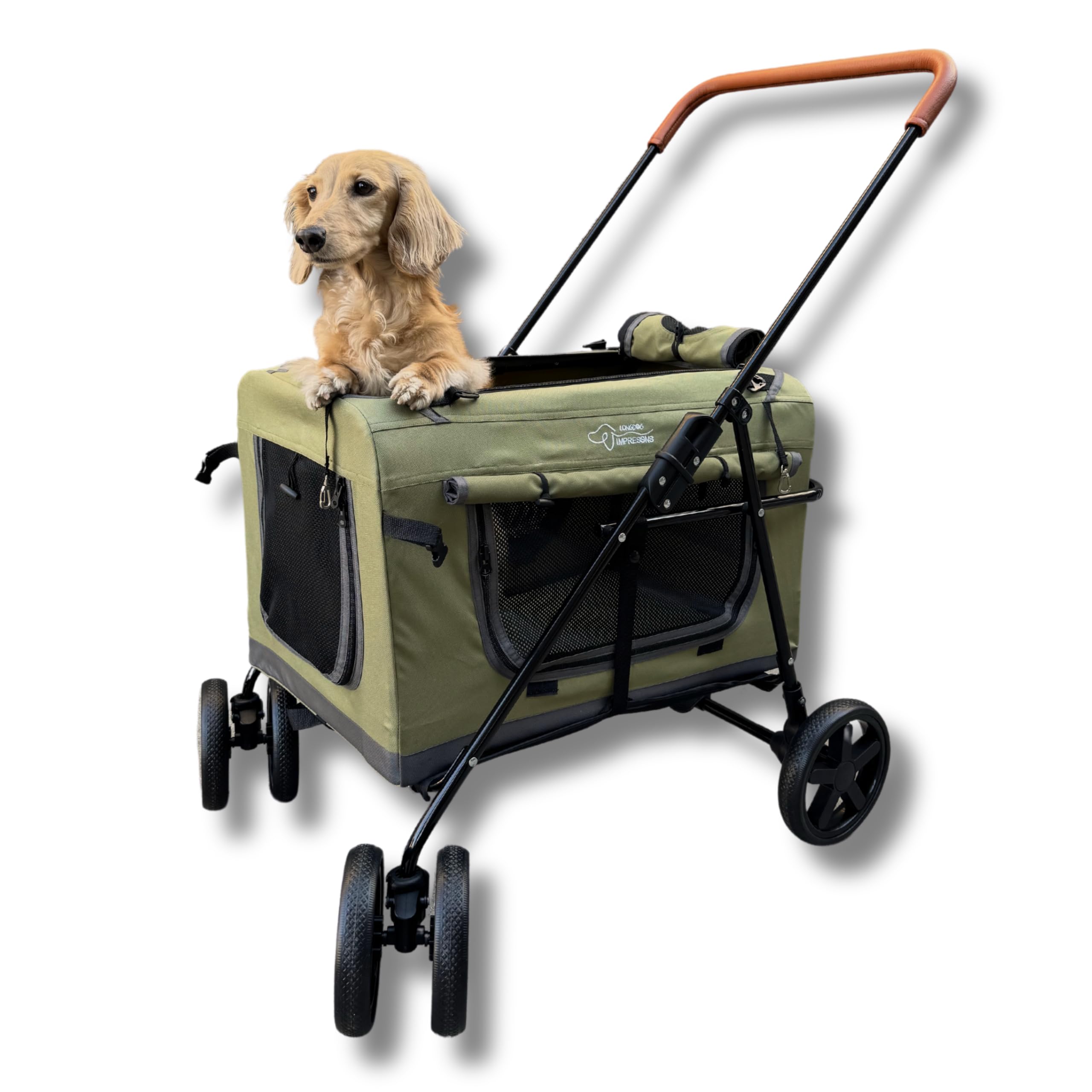 LONGDOG IMPRESSIONS – Poussette animale pliable, pratique pour voyages et balades.