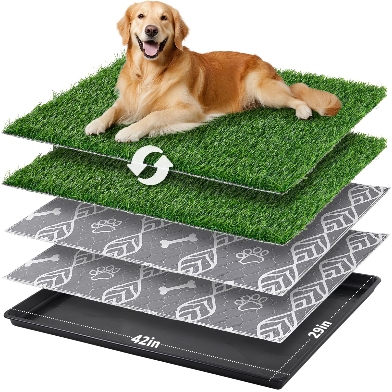 LOOBANI bac à litière pour chien avec herbe artificielle, pratique pour l’entraînement.