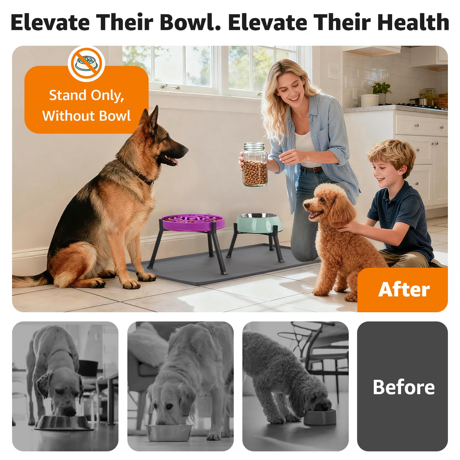 LOOBANI: hauteur 6-5 pouces pour posture de repas confortable.