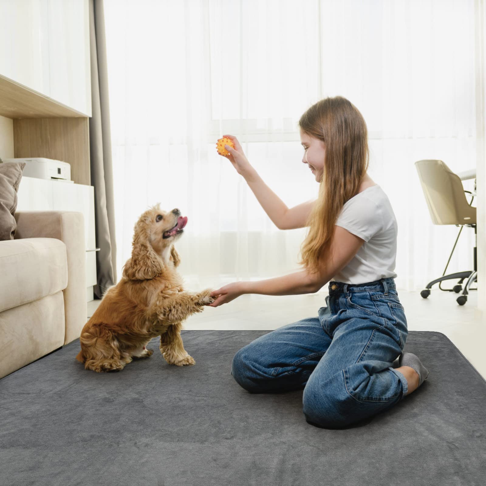 LOOBANI tapis gris intérieur protège sols et canapés