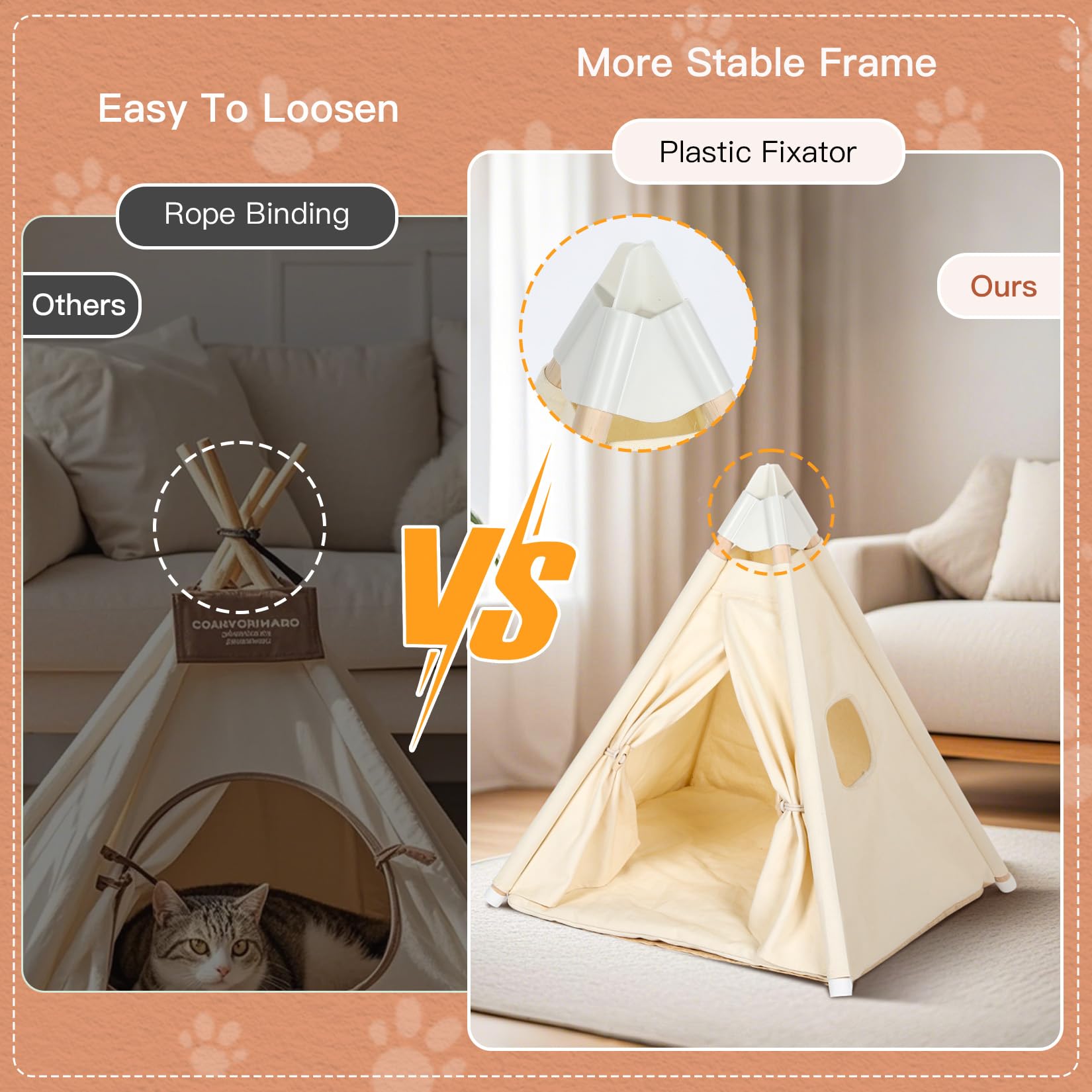 LOOBMBNS Bunny Teepee Fixation Stable – cadre robuste évite l’effondrement.