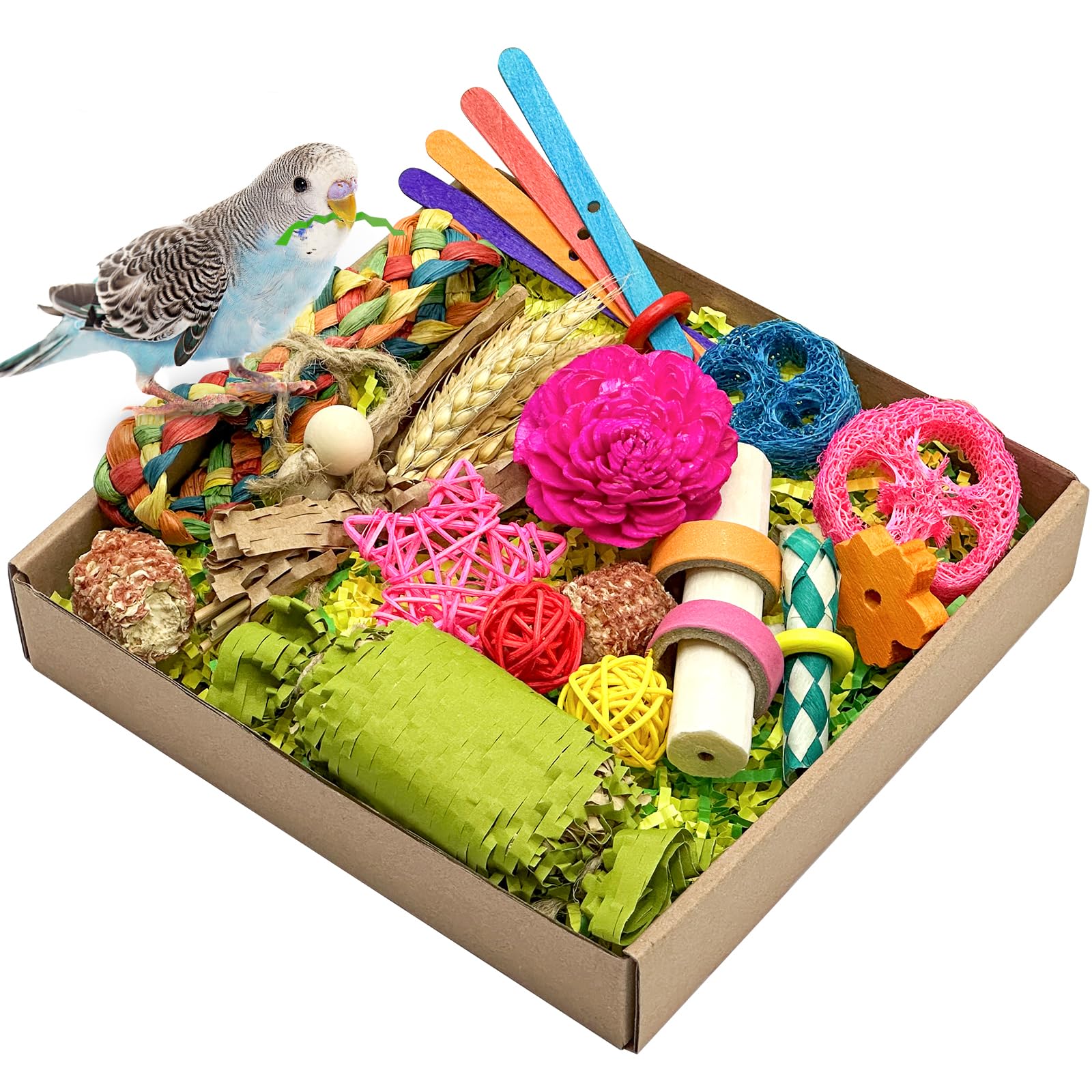 Jouet LOPERDEVE coloré pour forage, stimule la curiosité du perroquet.