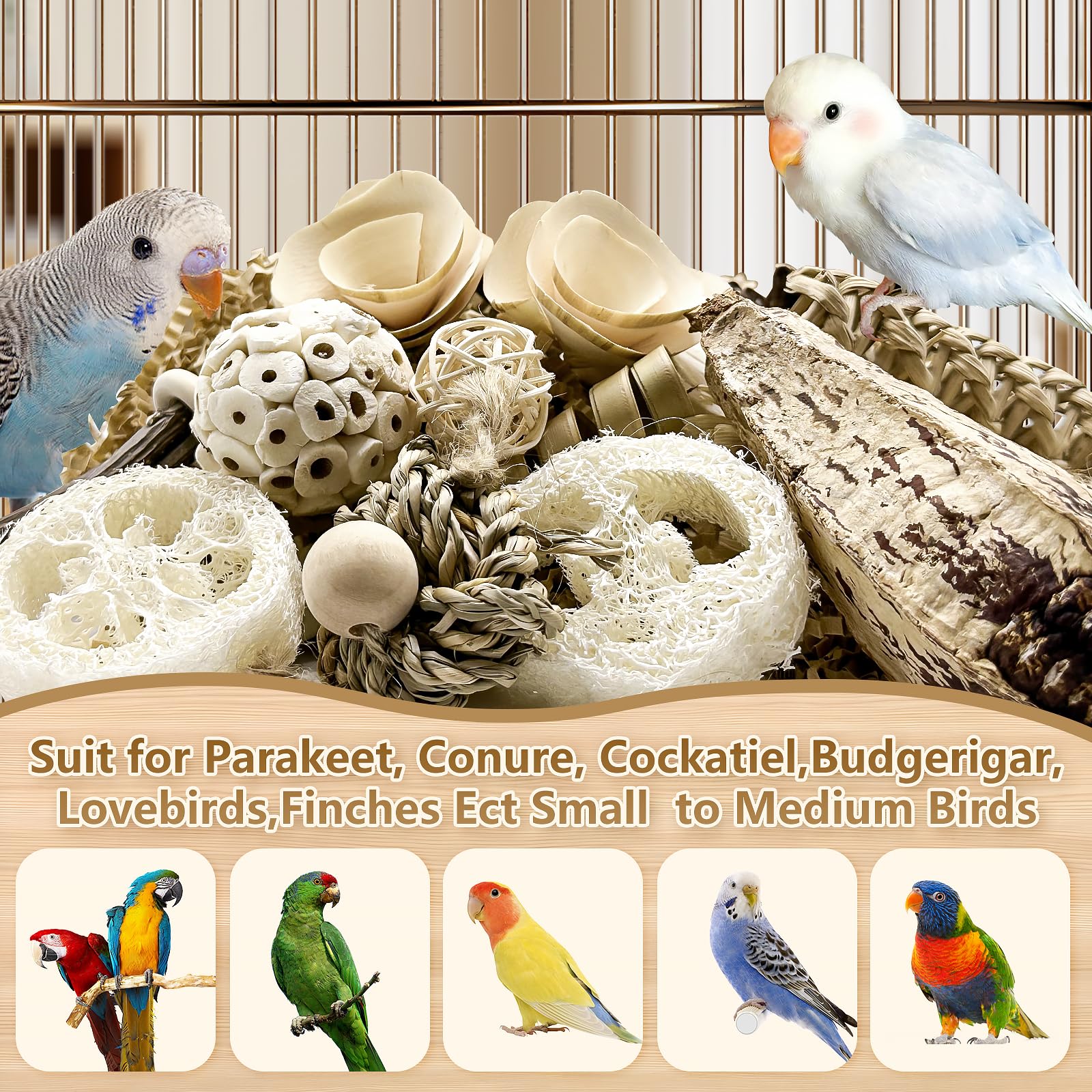 LOPERDEVE balle-loofah naturel, stimulation tactile et entretien des plumes.