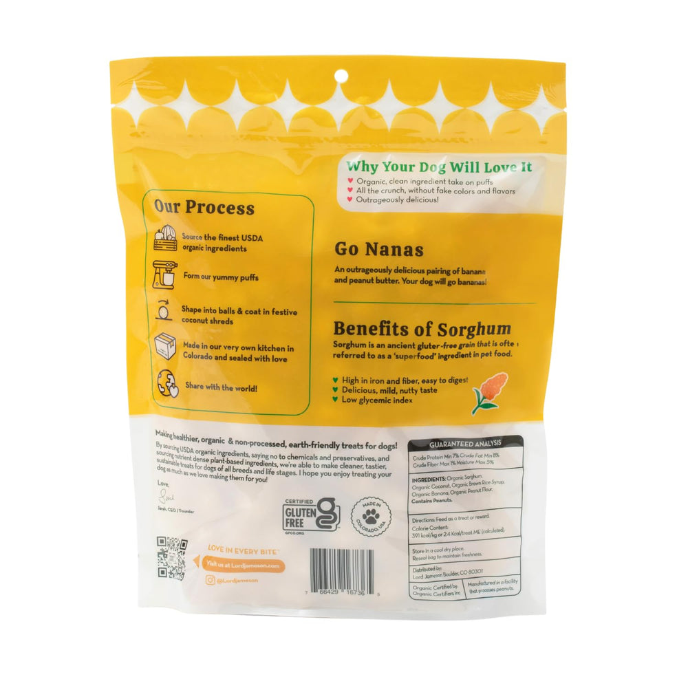 Go Nanas biologiques et certifiées: friandise naturelle pour chien, pratique et sûre.