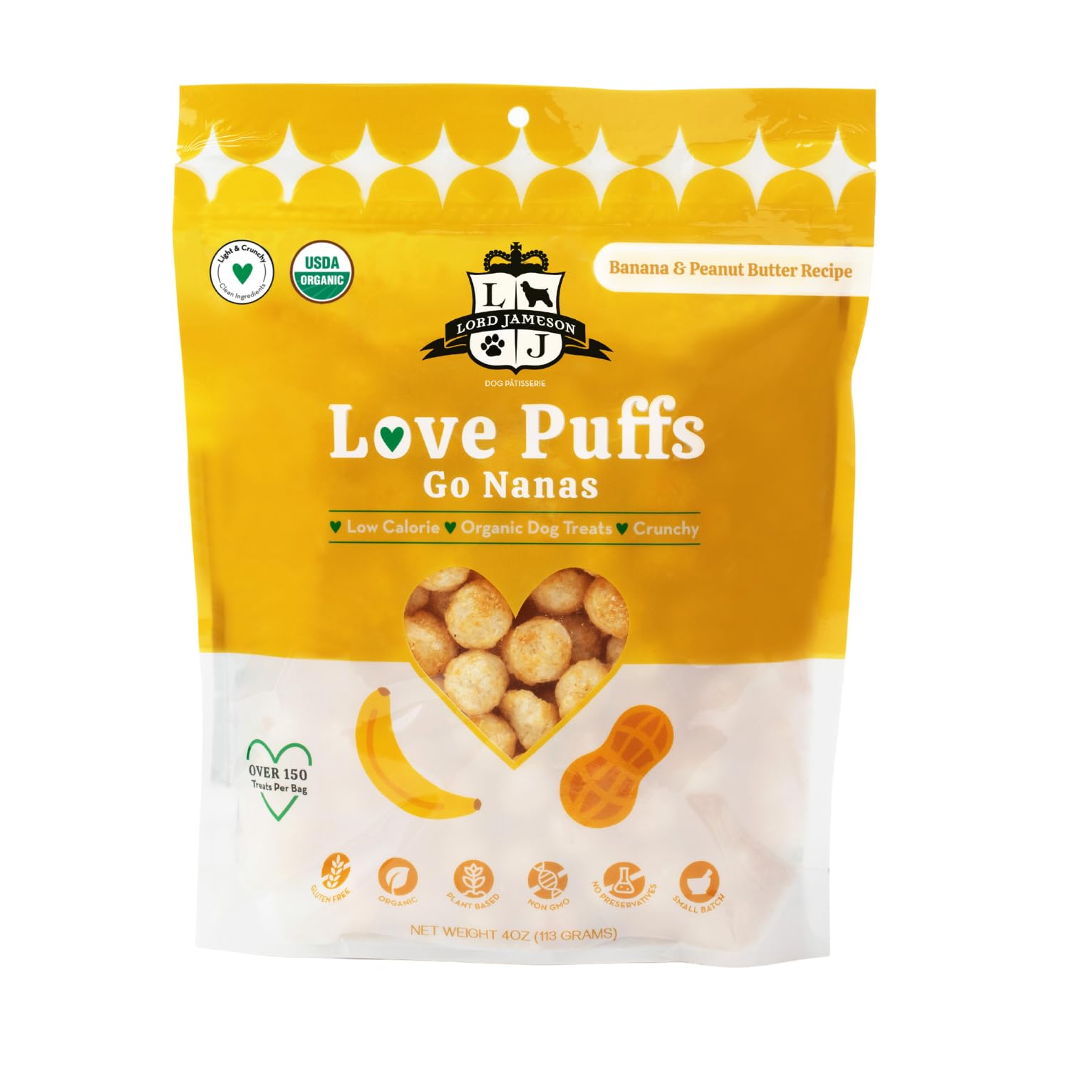 Lord Jameson Go Nanas: puffs croquants pour chien, texture agréable et récompense snackable.