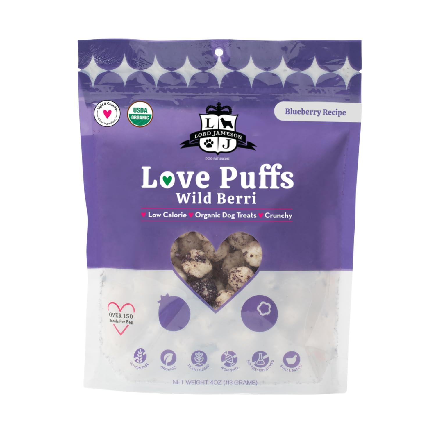 Lord Jameson Wild Berri Puffs, emballage attrayant et croquant, idéal pour récompenser votre chien.