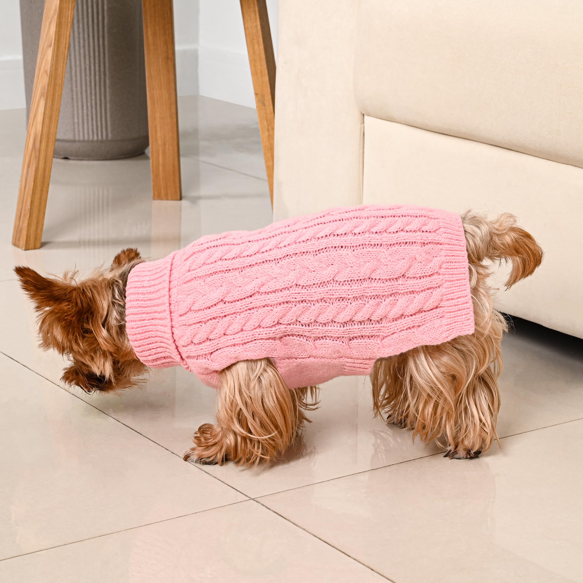 Lorehelina pull chien petit gris, facile à enfiler et à garder propre.