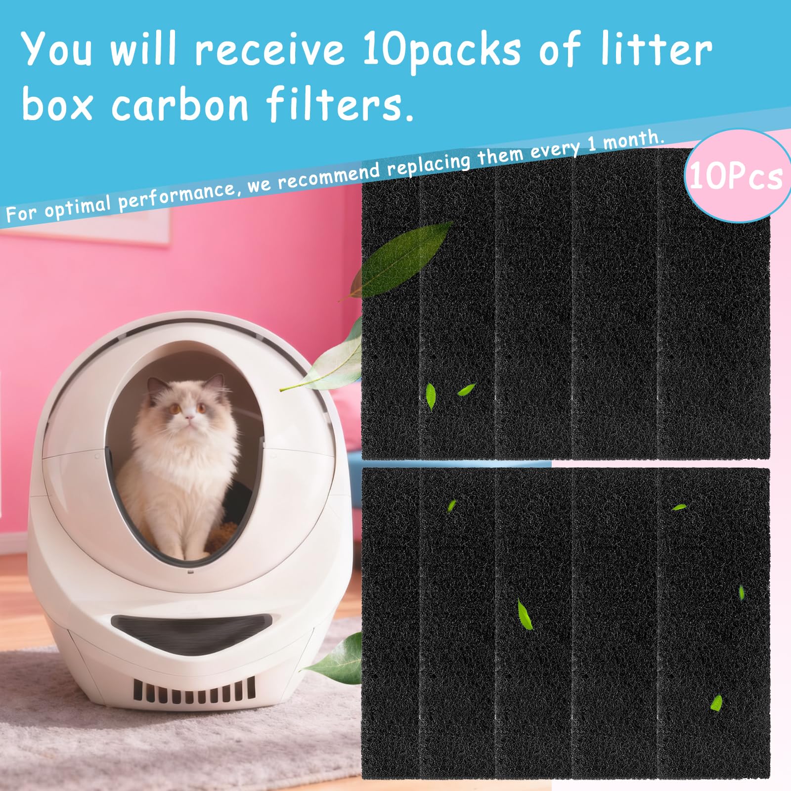 LOSUIN filtres carbone pour Litière Robot 3, installation rapide et sans outils.
