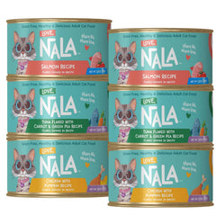 LOVE, NALA chat saumon-flocons en bouillon, protéines et goût.