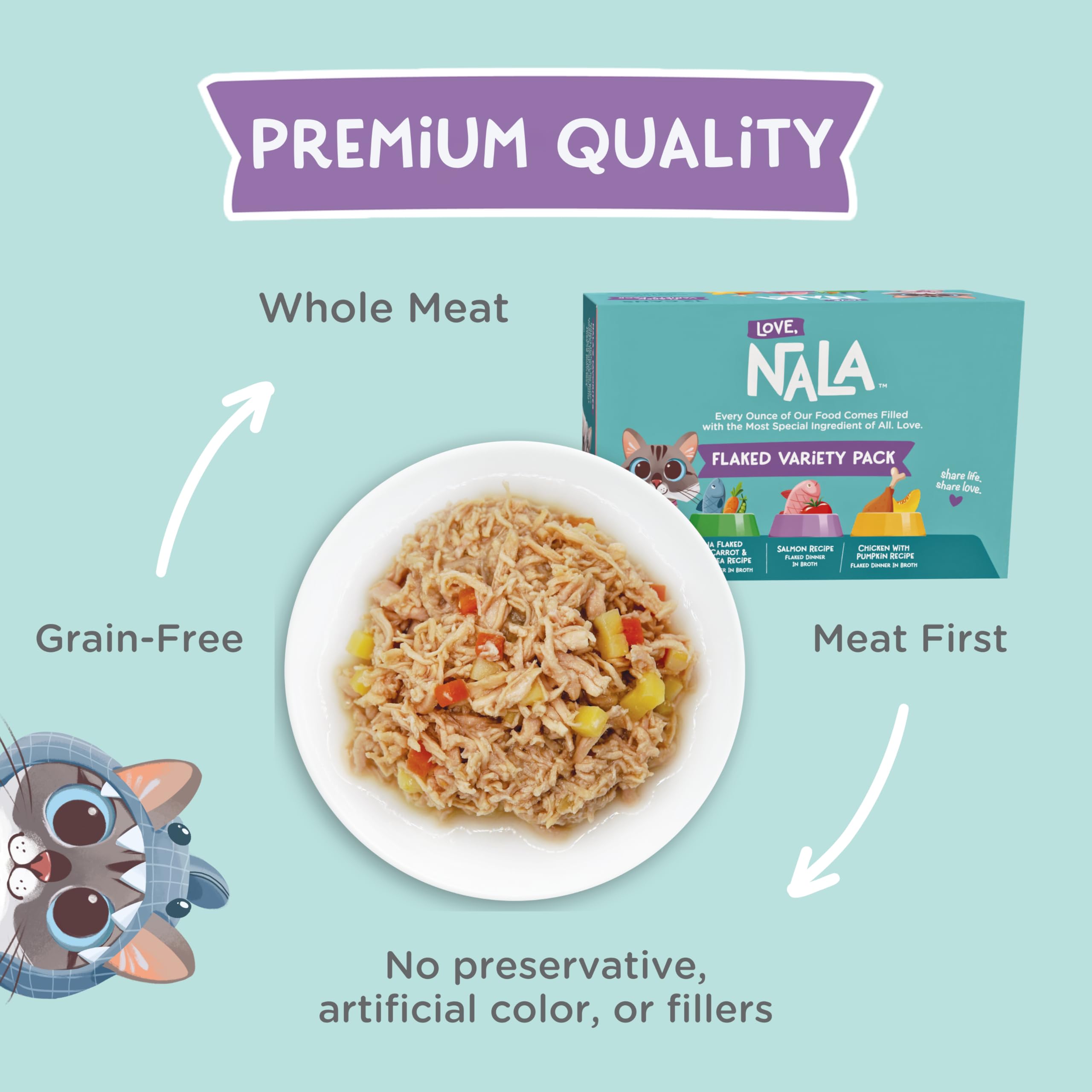 LOVE, NALA variété thon saumon poulet — choix de saveurs pour varier les repas.