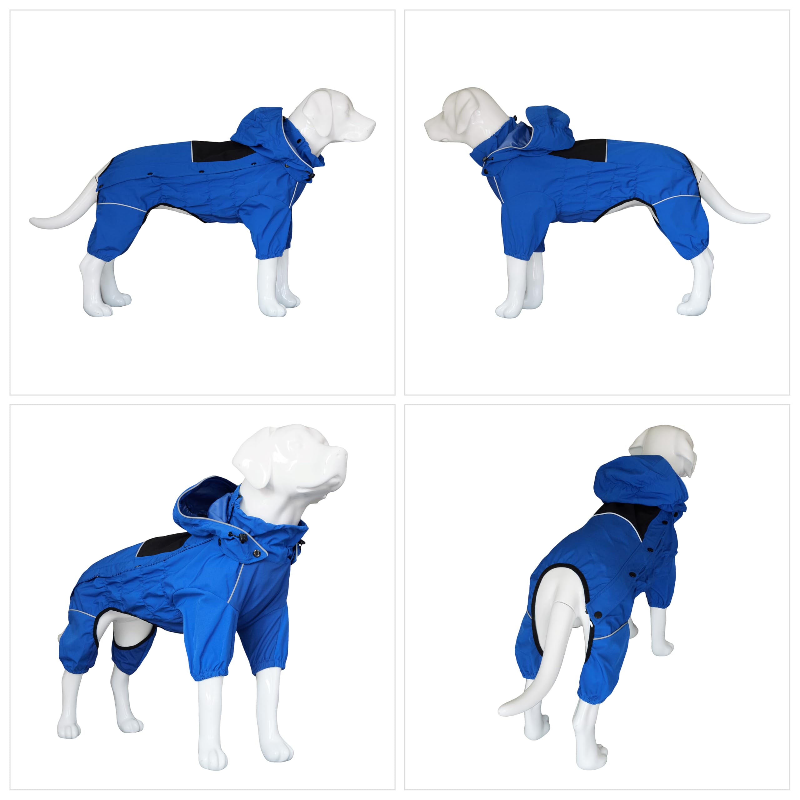 Lovelonglong bleu veste exterieur chien durable, vêtement extérieur fiable pour sorties pluvieuses.