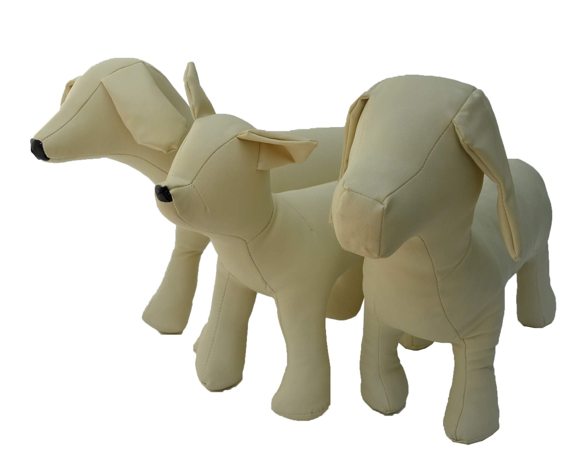 Lovelonglong mannequin chien PU beige – materiau durable et finition soignée.