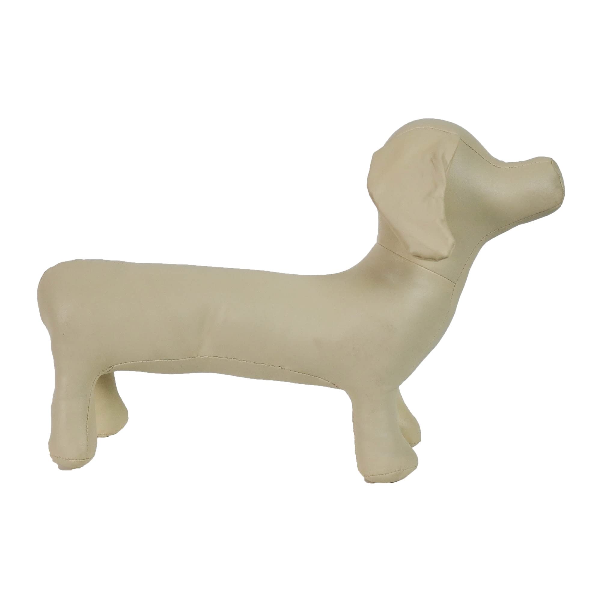 Lovelonglong mannequin chien PU debout beige, vue de face pour afficher les vetements.