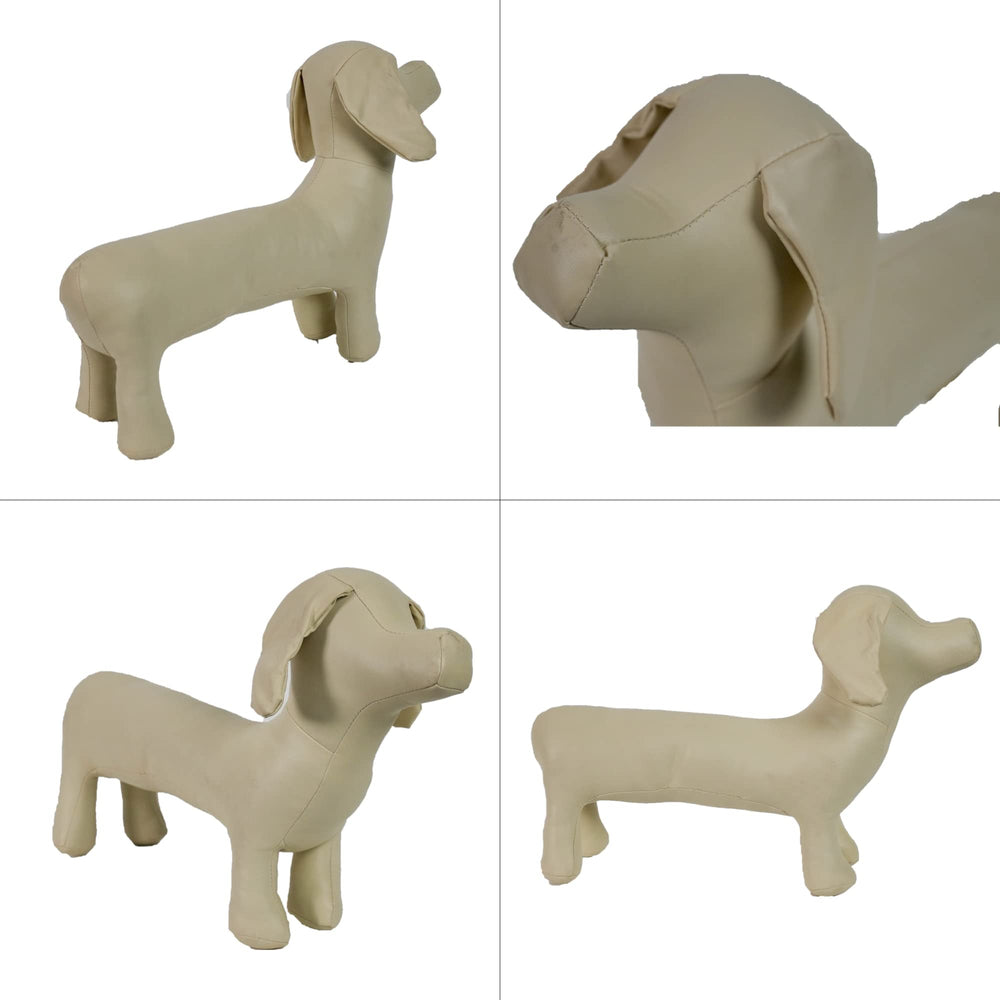 Lovelonglong mannequin chien PU noir debout, vue de face – alternative élégante.