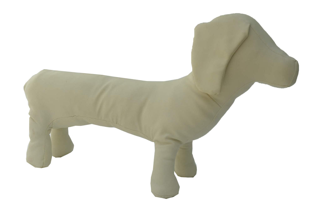 Lovelonglong mannequin chien PU noir debout, vue de profil – parfait pour tests.