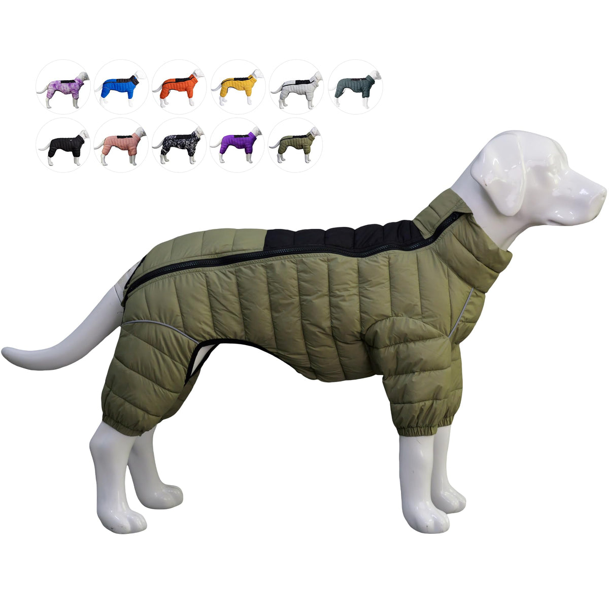LoveLongLong manteau chien, fermeture eclair réfléchissante à l avant pour sécurité nocturne.