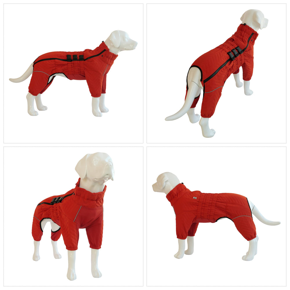 Manteau Lovelonglong pour chien avec fermeture zip rapide et réglages, orange 3XL, mise en place aisée.
