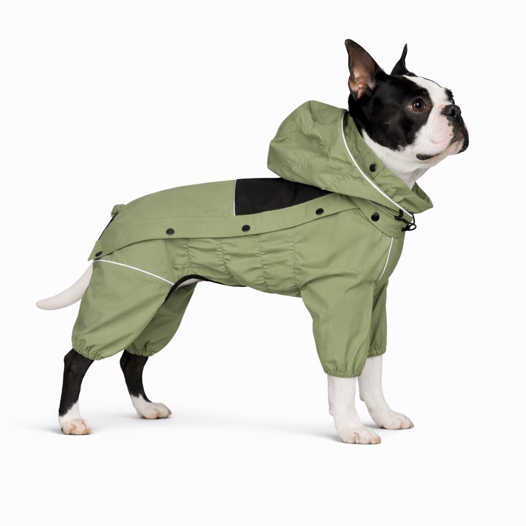 Manteau-pluie Lovelonglong pour chien vert, intérieur polaire pour chaleur en hiver