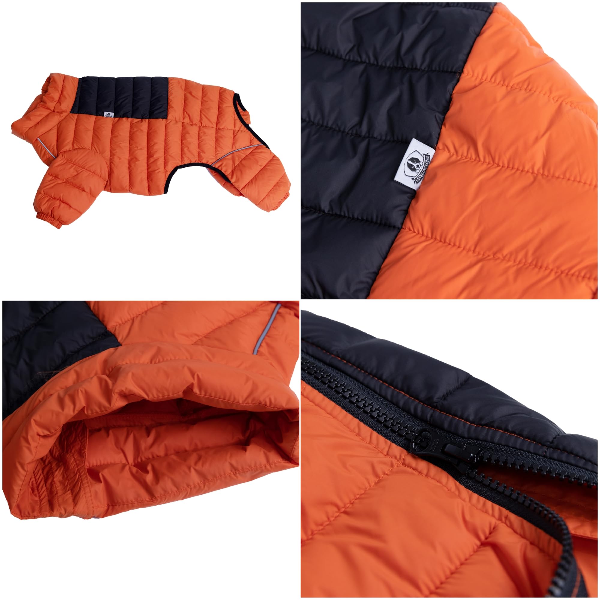Lovelonglong Orange S: tissu imperméable en nylon protège contre pluie et neige.