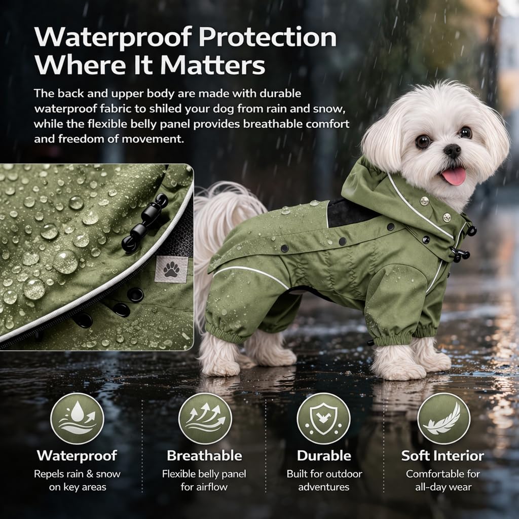 Lovelonglong veste chien plein corps, couverture totale contre l'eau et saletés.