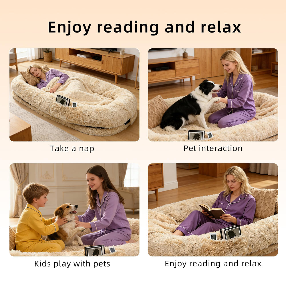 Le LOVEPals lit-humain-pour-chien peut remplacer un canapé-detente pour des moments partagés.