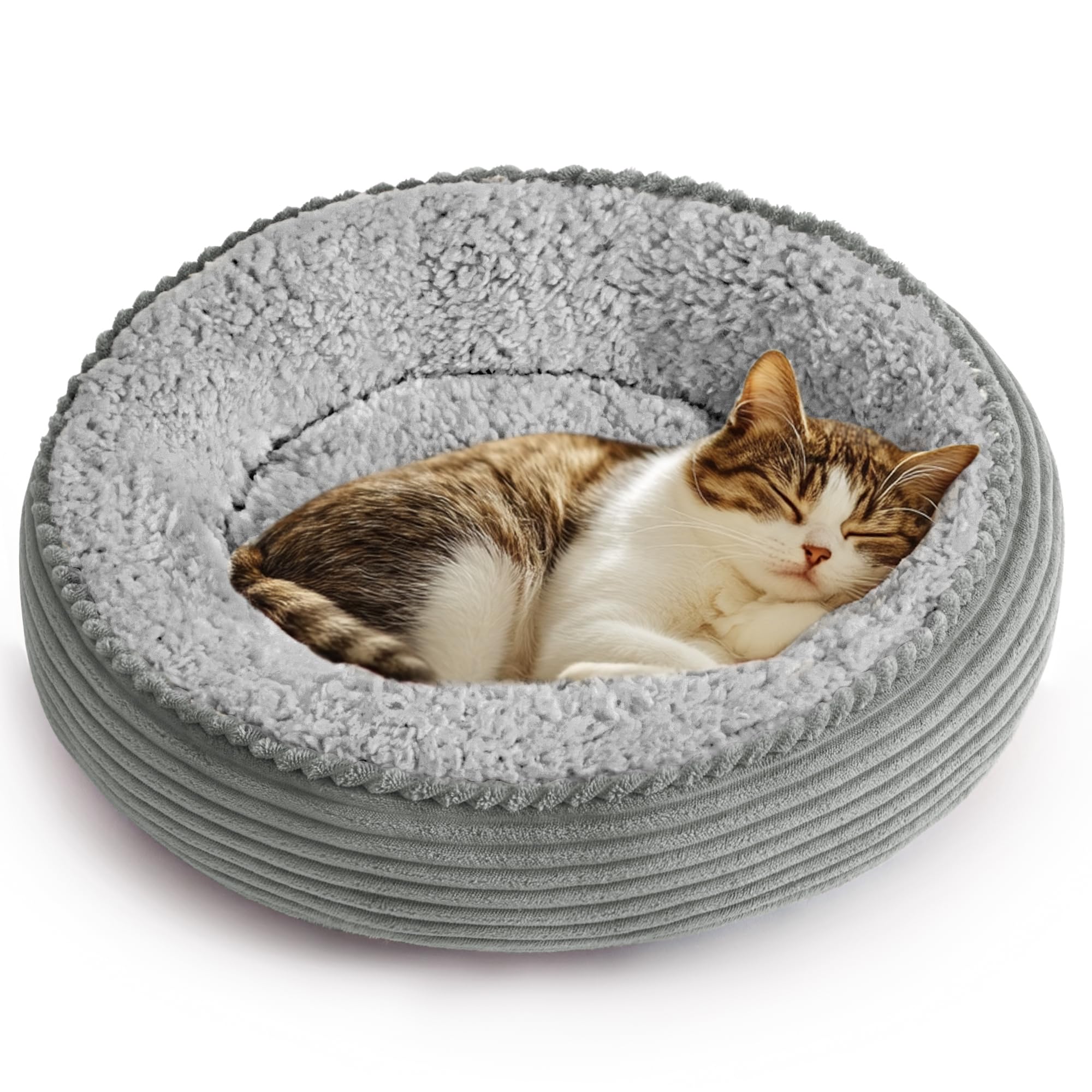 Love's cabin, coussin donut, vue avant, confort moelleux pour petit chat.