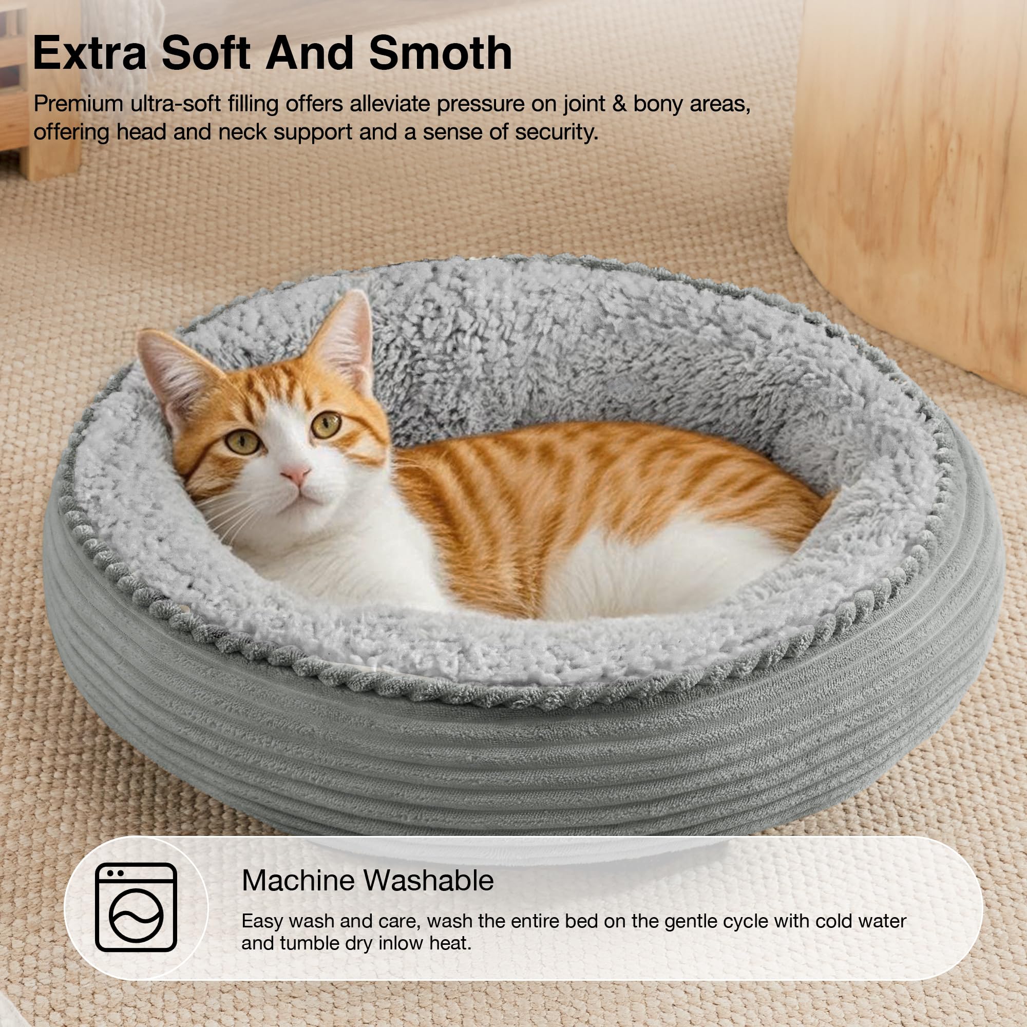 Love's cabin, coussin donut, lavable en machine pratique.
