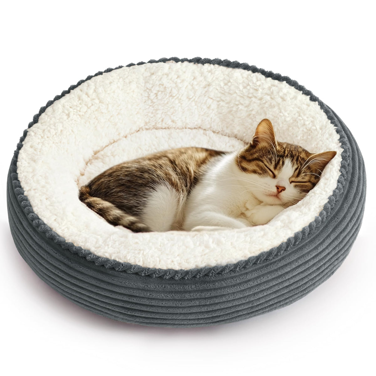 Love's cabin coussin donut vue générale, confort douillet pour petit chat ou chiot.