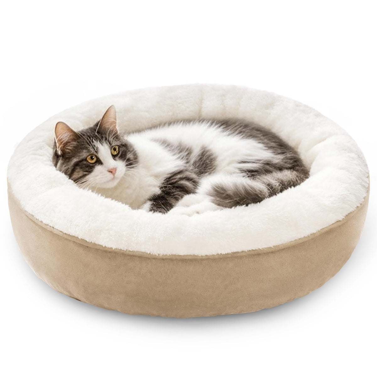 Love's cabin coussin-round donut pour chat et chien de 20 po, confort et chaleur.