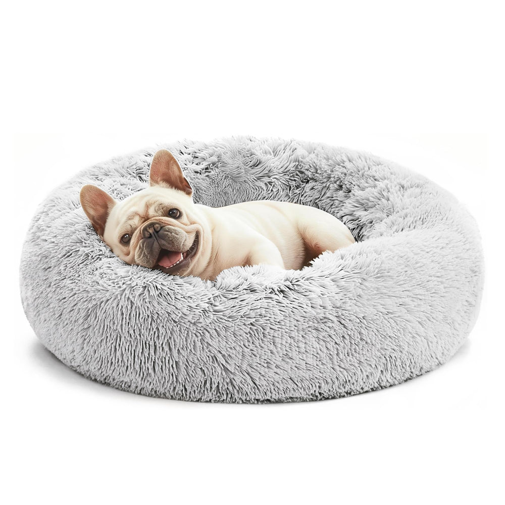 Lit donut Love's cabin gris 20 po, cocon doux pour chats et petits chiens.