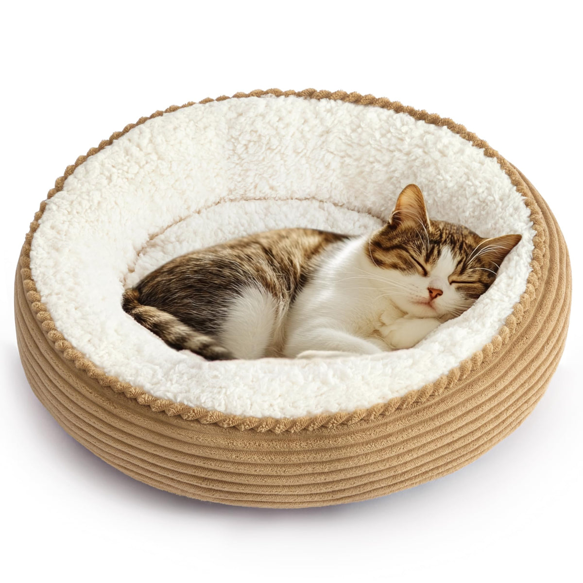 Love's cabin nid-donut rond pour chat et petit chien, confort chaleureux.