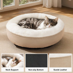 Love's cabin nid rond donut pour chat et chien, soutien douillet et sécurité.