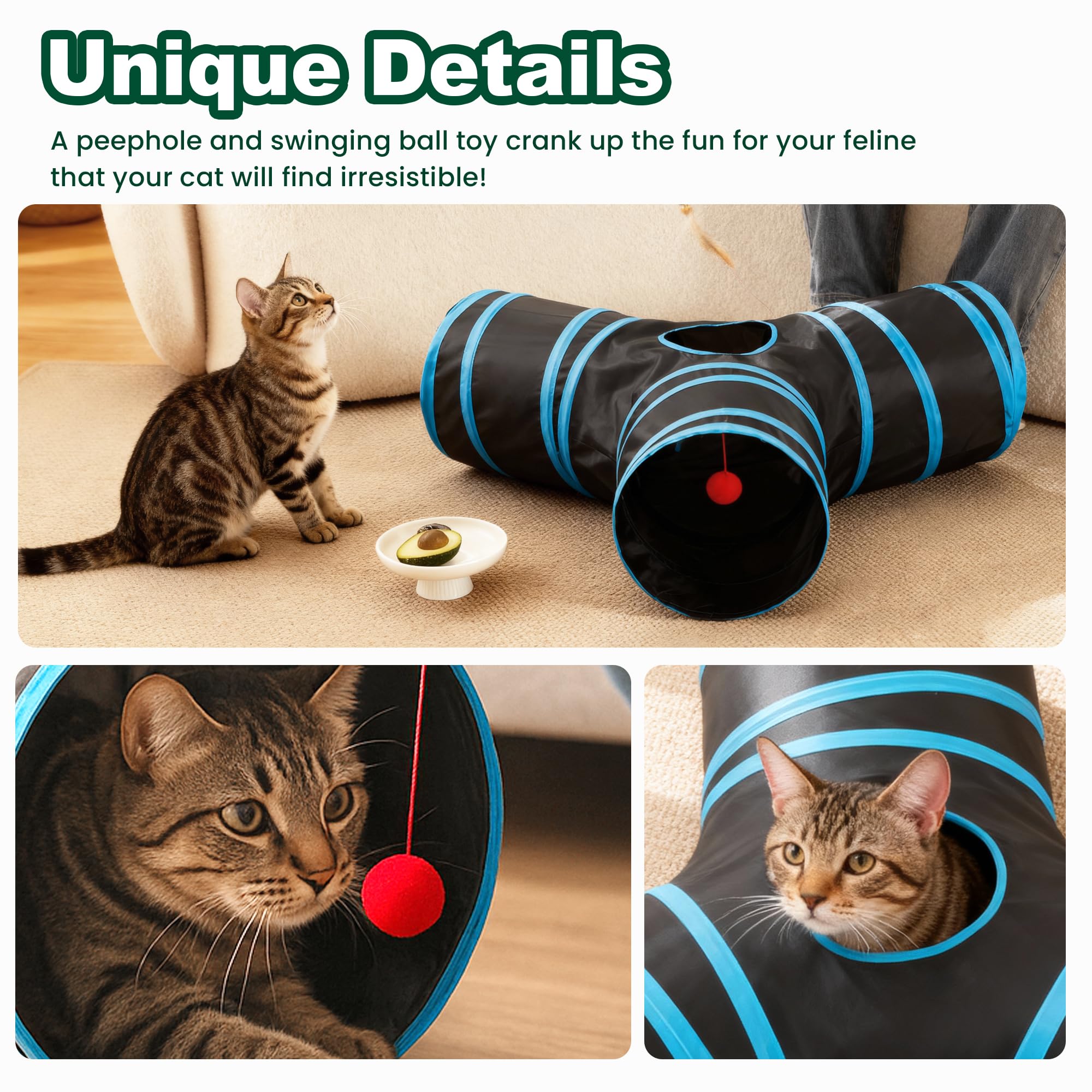 Loves Cabin tunnel chat 3 voies cadre acier, structure robuste et durable.