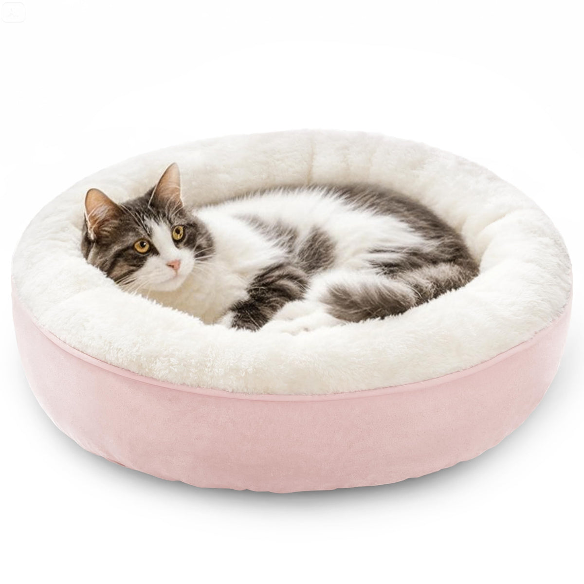 Love's cabin lit donut rond rose, ultraconfortable pour chat et petit chien.