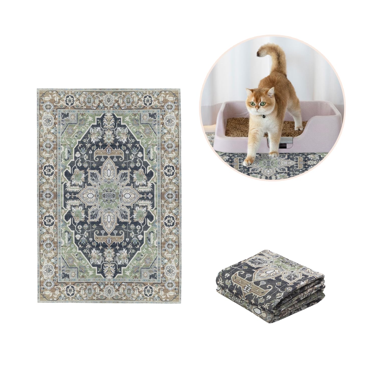 Lovewag Pets Tapis Litière Chat Anti-glisse, garde le tapis en place.