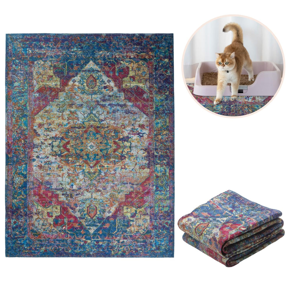 Lovewag Pets Tapis litiere chat ensemble 2 pieces pour rotation facile.
